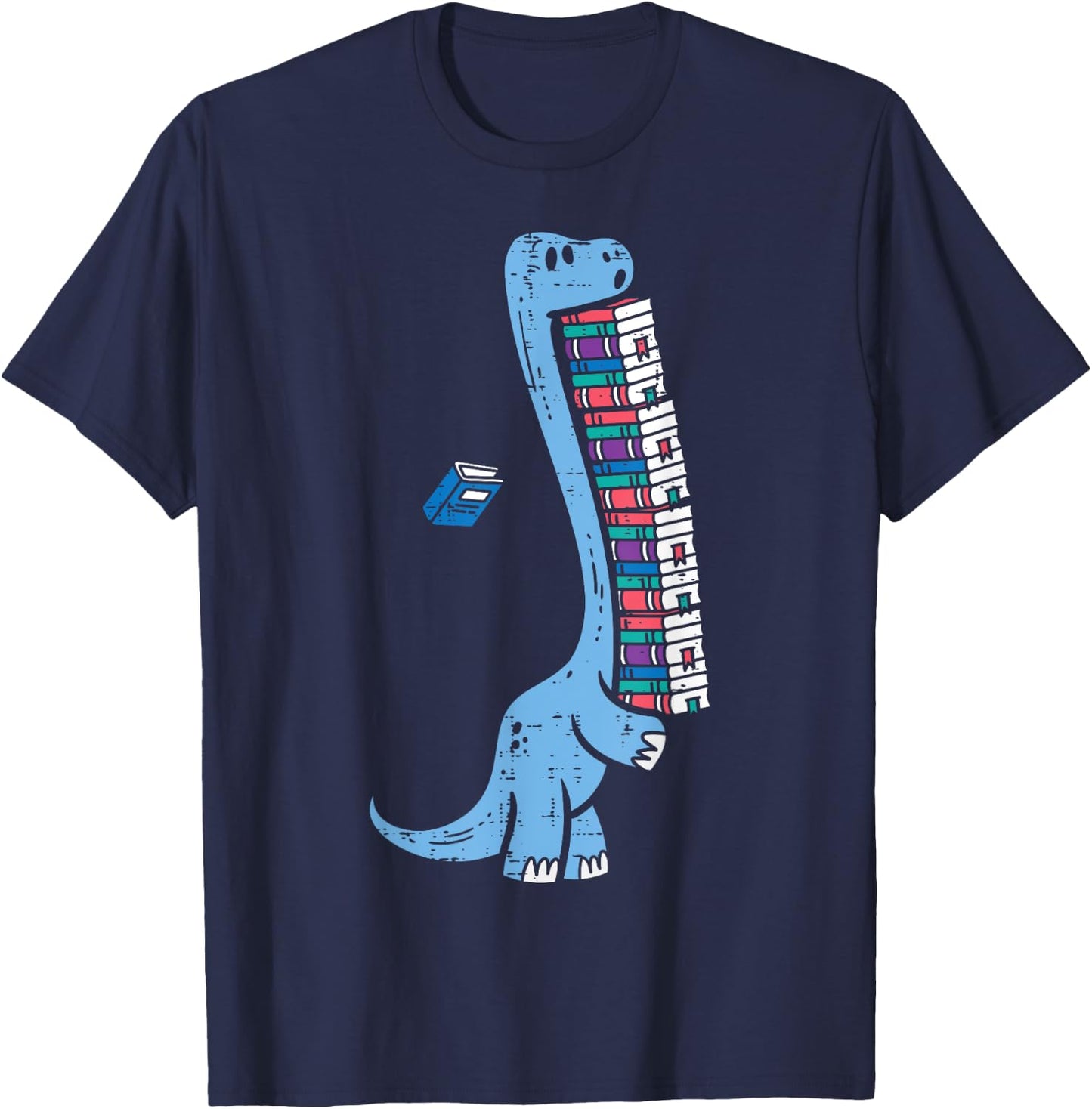 Dino Carrying Books Cute Bookworm Boys Kids Librarian Men T-Shirt - T-Shirt | Navy