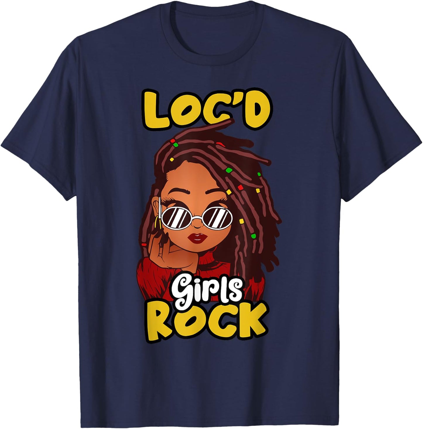 Funny Locs Gift Loc'd Girls Rock Dreadlocks Girl T-Shirt - T-Shirt | Navy