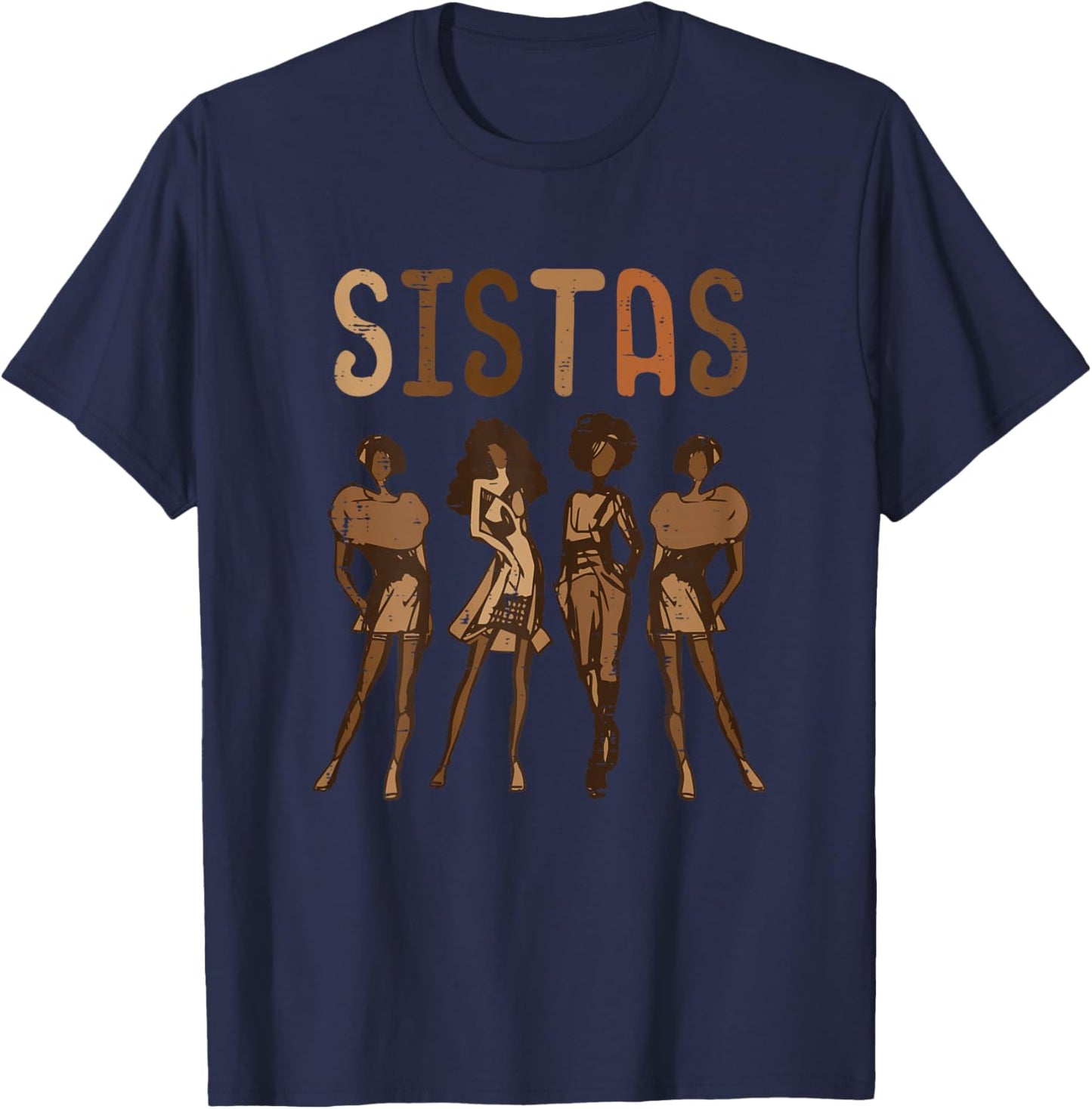 Black History Sistas Melanin Pride African American Women T-Shirt - T-Shirt | Navy