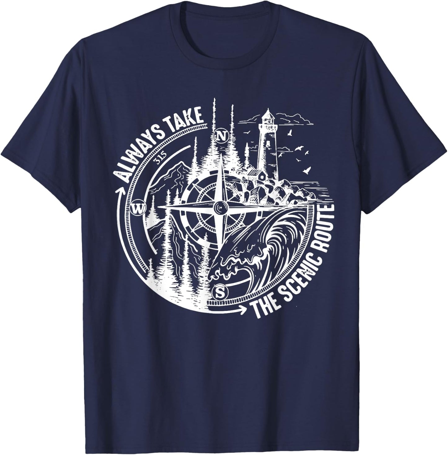 Always Take The Scenic Route T-Shirt - T-Shirt | Navy