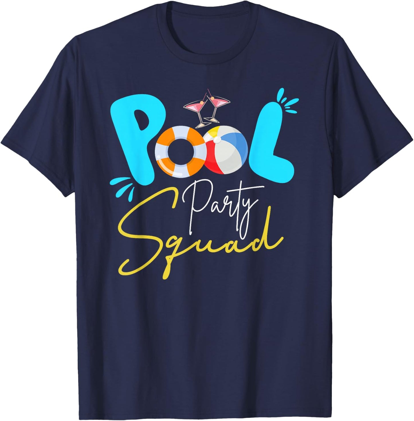 Pool Party Squad Birthday Summer Vacation Matching Family T-Shirt - T-Shirt | Navy