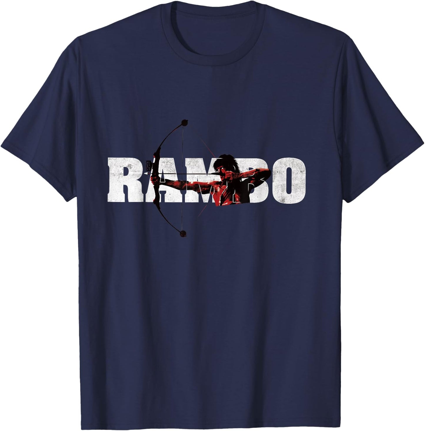 Rambo , Men's Grey Short Sleeve Modern Classic Fit Bow T-Shirt - T-Shirt | Navy