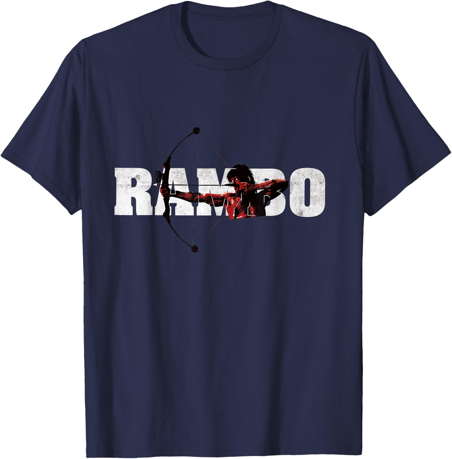 Rambo , Men's Grey Short Sleeve Modern Classic Fit Bow T-Shirt - T-Shirt | Navy