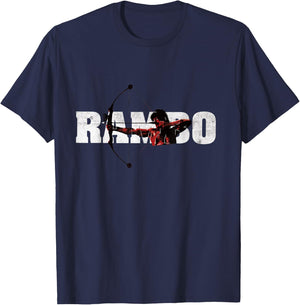 Rambo , Men's Grey Short Sleeve Modern Classic Fit Bow T-Shirt - T-Shirt | Navy