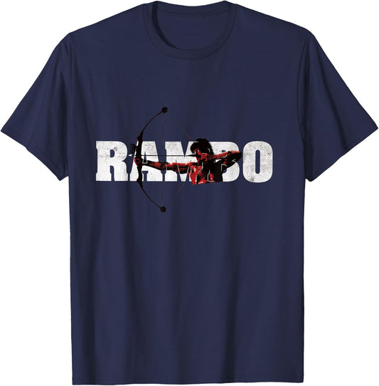 Rambo , Men's Grey Short Sleeve Modern Classic Fit Bow T-Shirt - T-Shirt | Navy