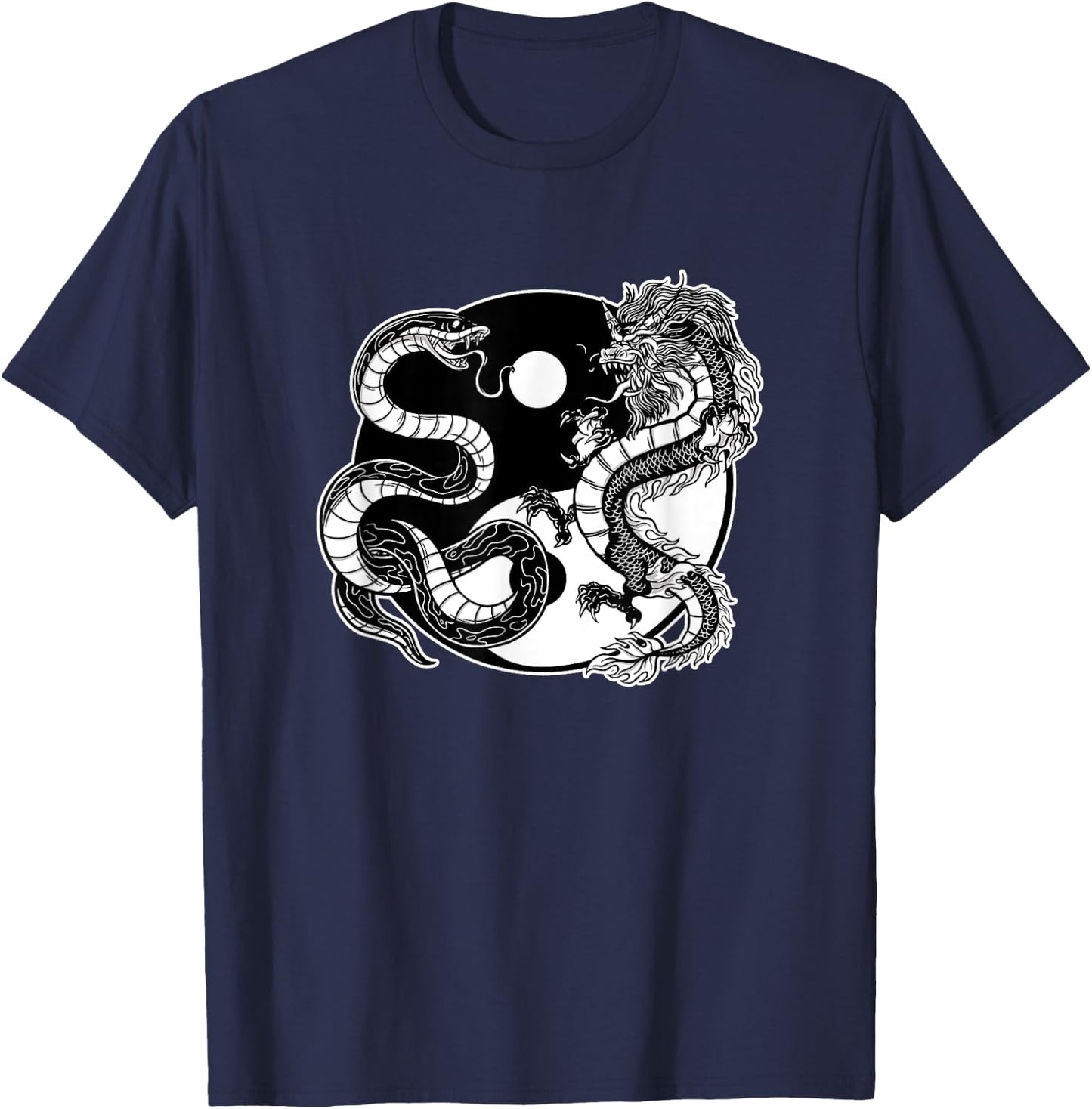 Ying Yang Dragon and snake, balance and harmony T-Shirt - T-Shirt | Navy