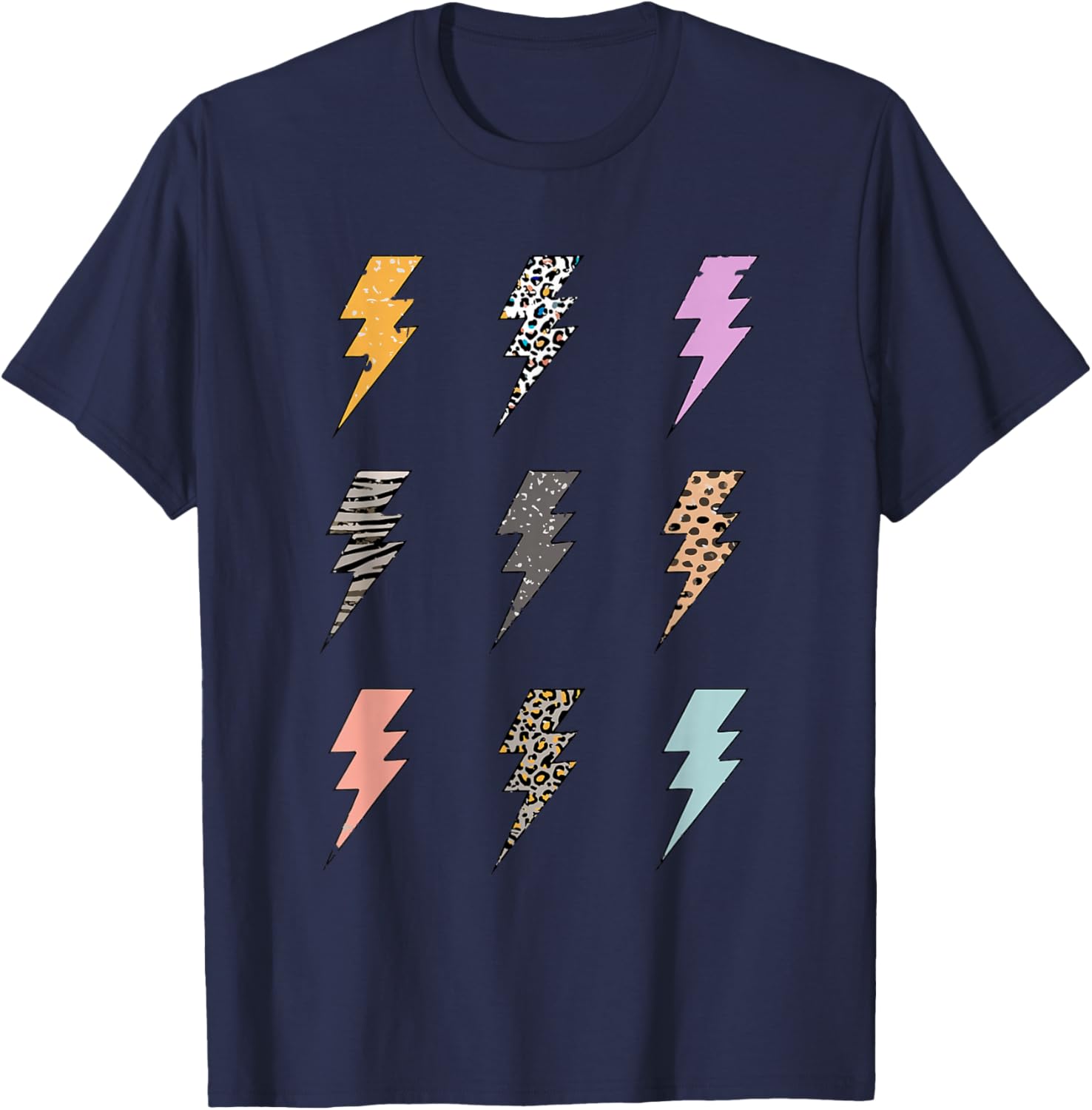 Lightning Bolt Leopard Zebra Cheetah Shirt, Lightning Bolt T-Shirt - T-Shirt | Navy