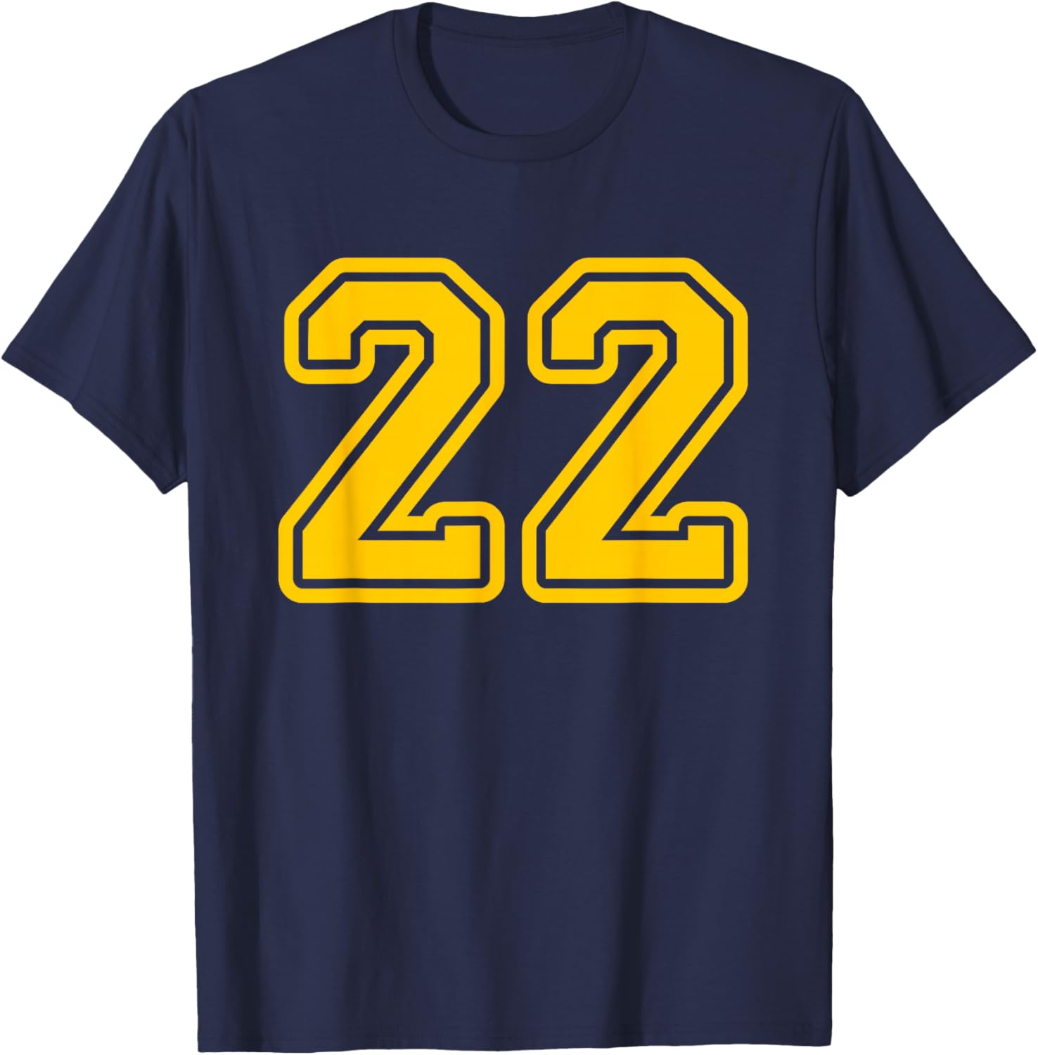 Jersey #22 Golden Yellow Sports Team Jersey Number 22 T-Shirt - T-Shirt | Navy
