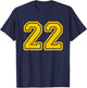 Jersey #22 Golden Yellow Sports Team Jersey Number 22 T-Shirt - T-Shirt | Navy