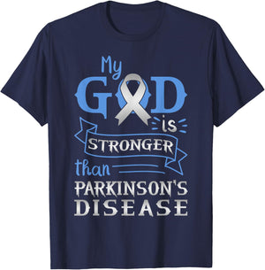 My God Is Stronger Than Parkinsons Disease Mental Illness T-Shirt - T-Shirt | Navy