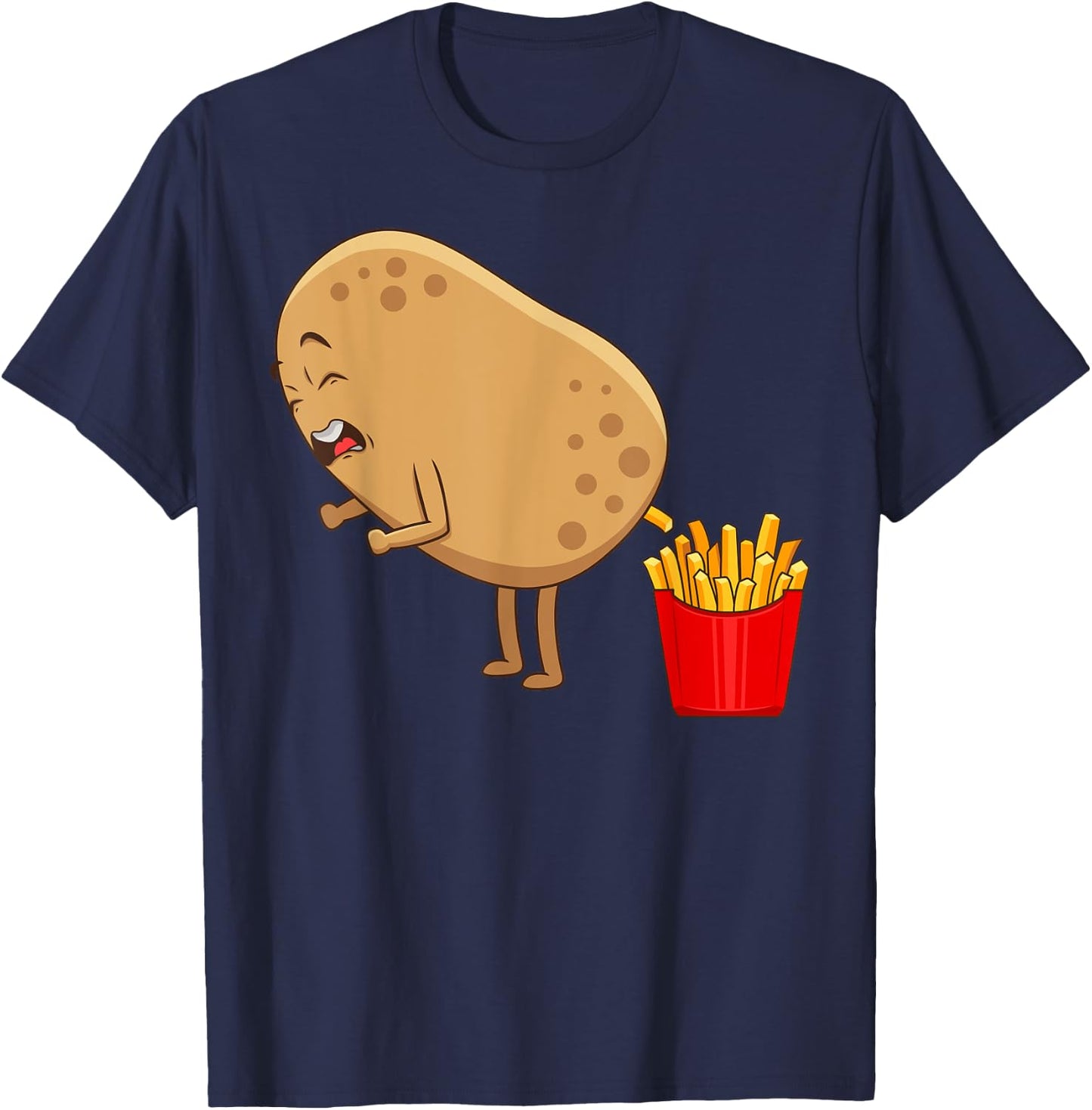 Funny French Fries Designs Women Potato Food Eaters T-Shirt - T-Shirt | Navy