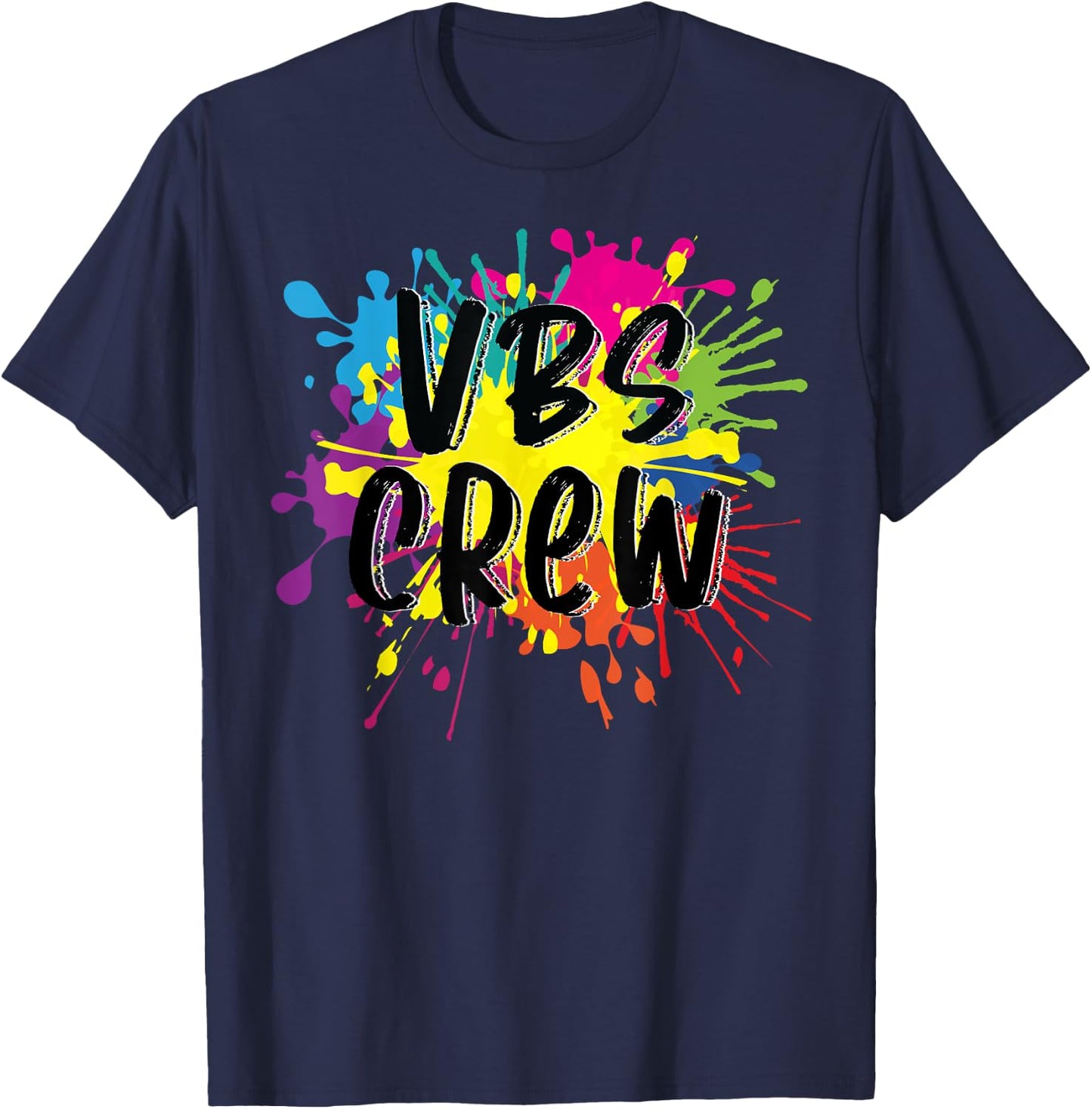 VBS Crew 2023 a Vacation Bible School I Love Paint Splatter T-Shirt - T-Shirt | Navy