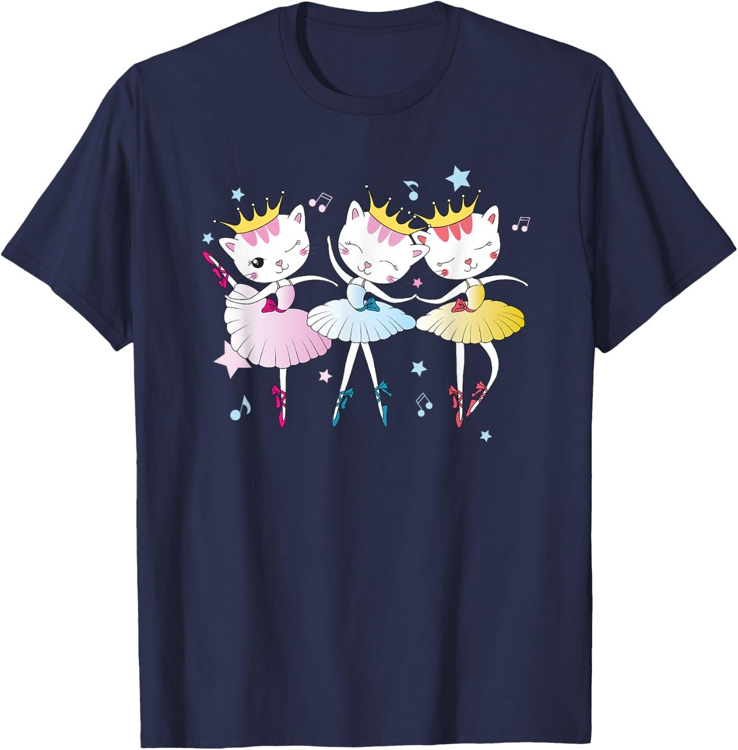 Tutu Kitten Cat Ballerina Stage Graphic Ballet Cats Men Women Girls Kids T-Shirt - T-Shirt | Navy