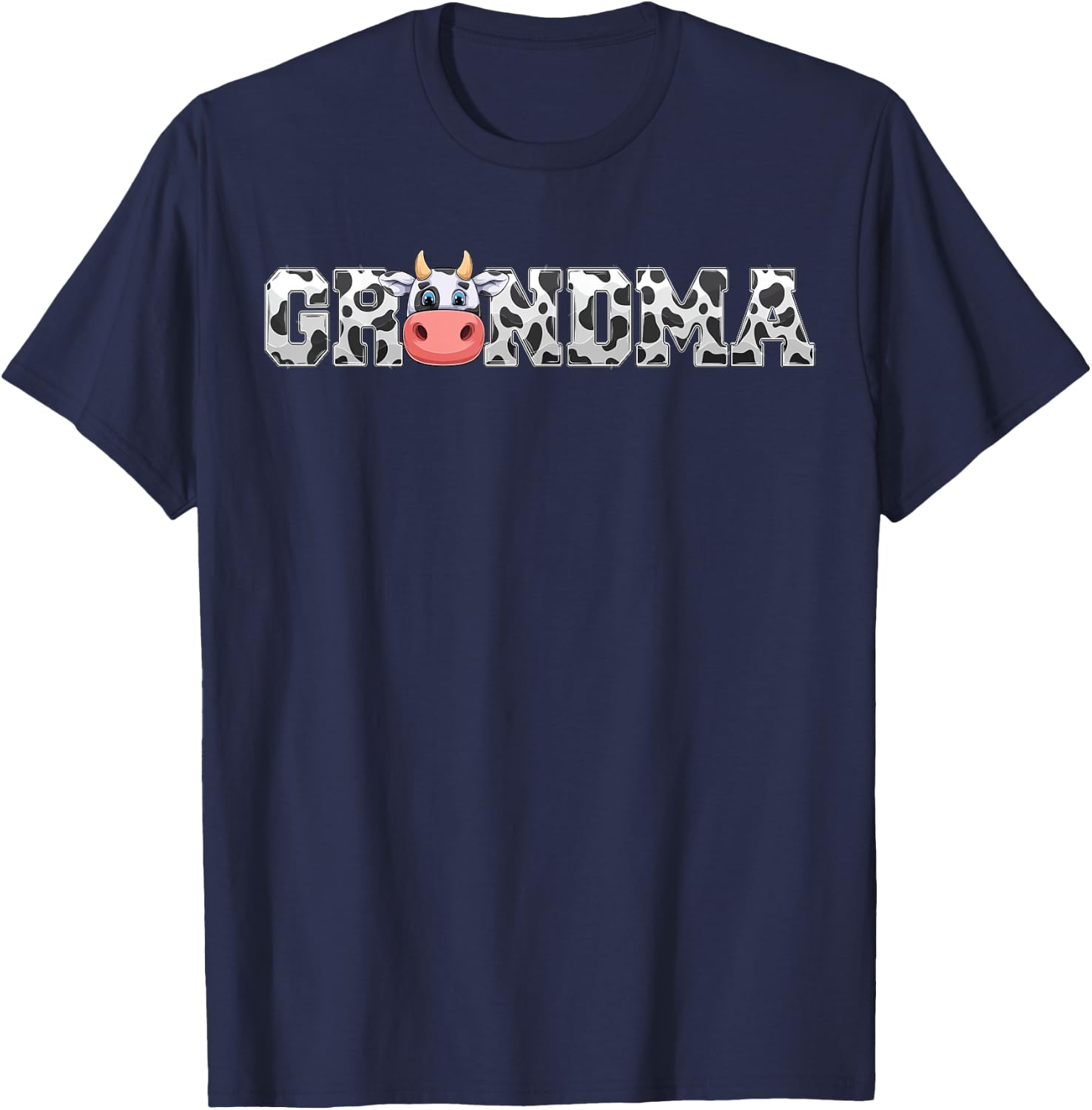 Grandma Cow Print Cowboy Animal Pattern Farmer Cow Grandma T-Shirt - T-Shirt | Navy