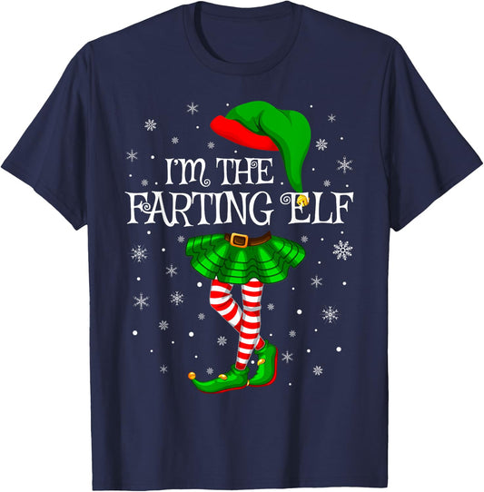 Farting Elf Christmas Matching Family Women Girls Elf T-Shirt - T-Shirt | Navy