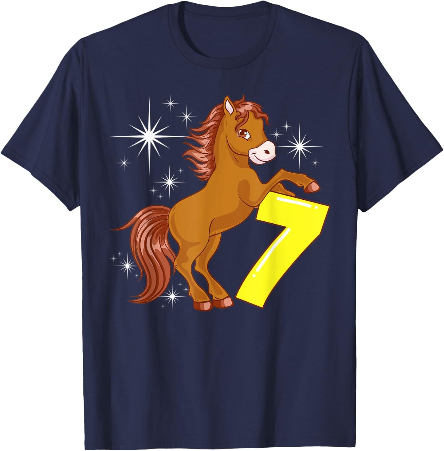 Kids 7th Birthday Girls Horse Riding Pony Rider 7 Years Old T-Shirt - T-Shirt | Navy