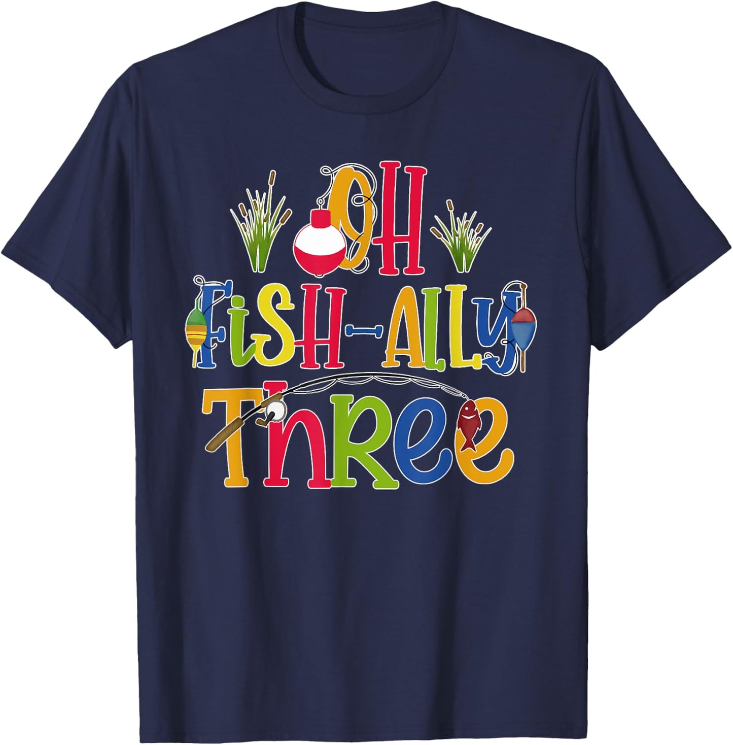 Oh Fish Ally Three Birthday Boy Outfit 3 Year Old 3rd Bday T-Shirt - T-Shirt | Navy