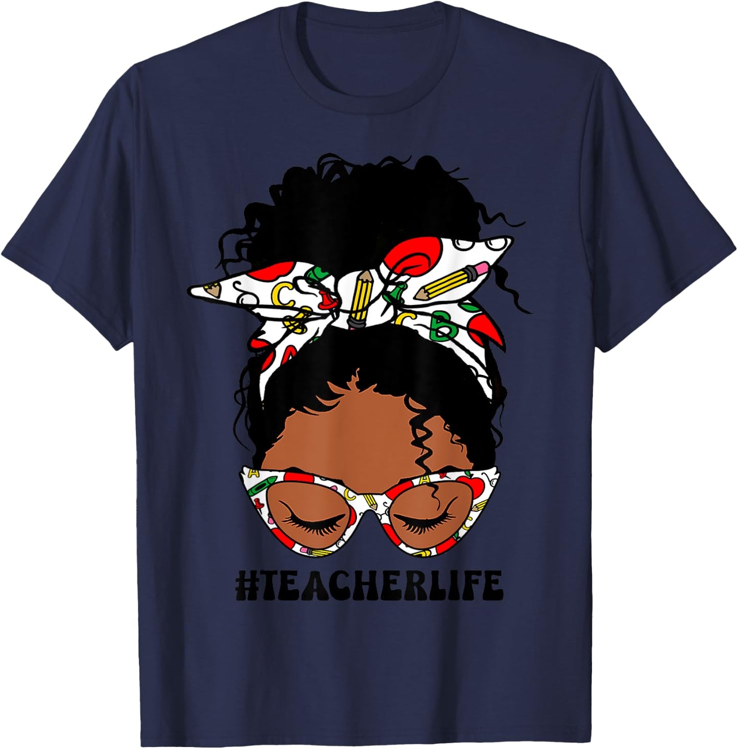 Melanin Black Teacher T-Shirt - T-Shirt | Navy
