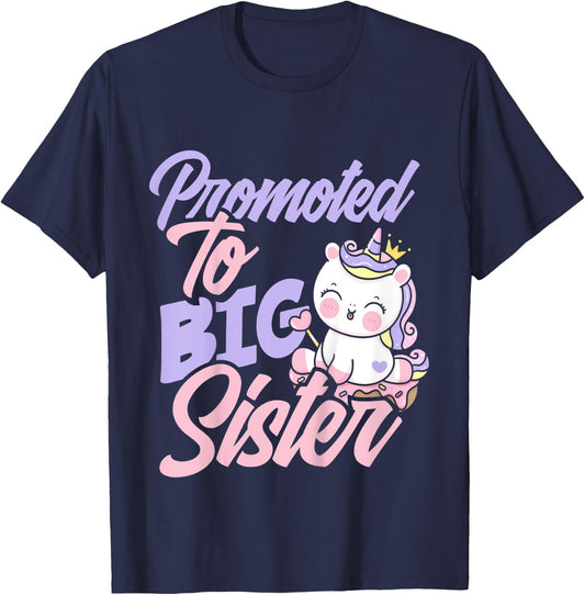 Kids Promoted To Big Sister Cute Girls Unicorn Big Sister T-Shirt - T-Shirt | Navy