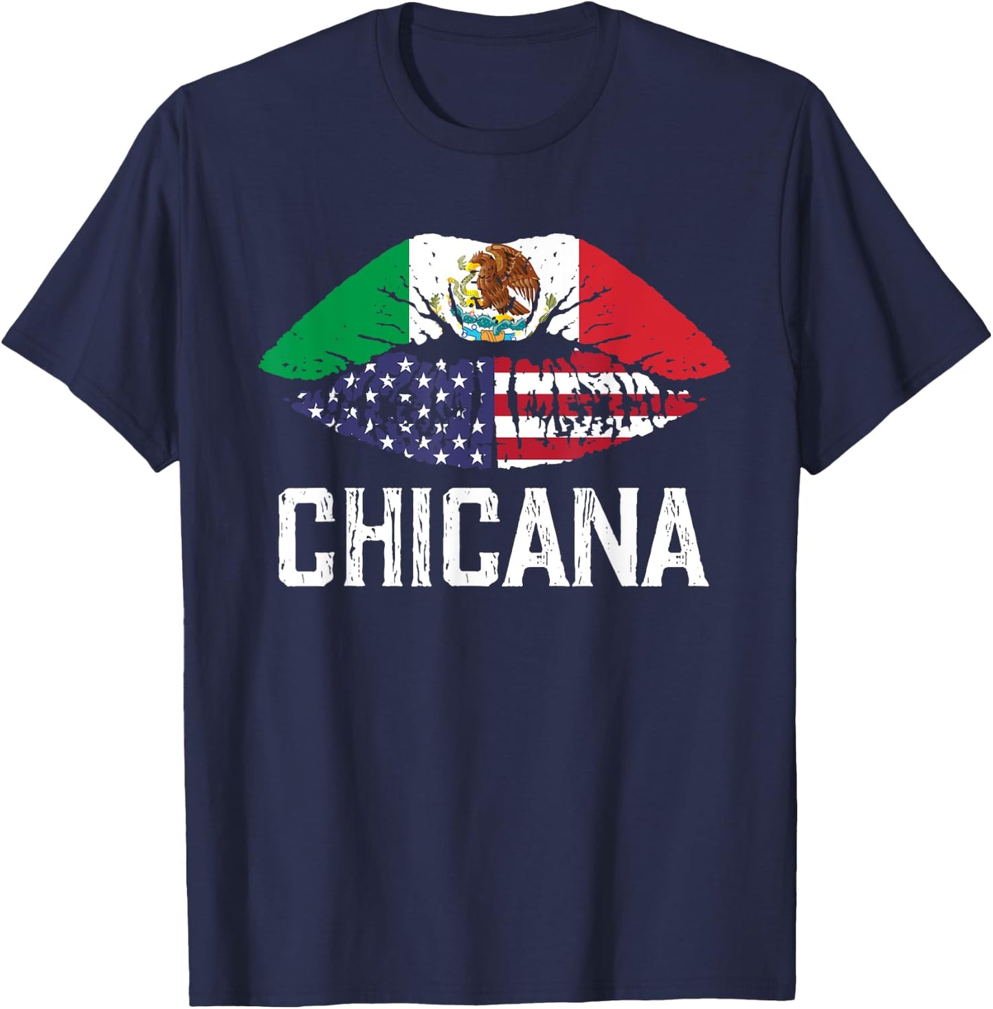 Chicana-Shirt Women Girls Kids Half American Half Mexican T-Shirt - T-Shirt | Navy