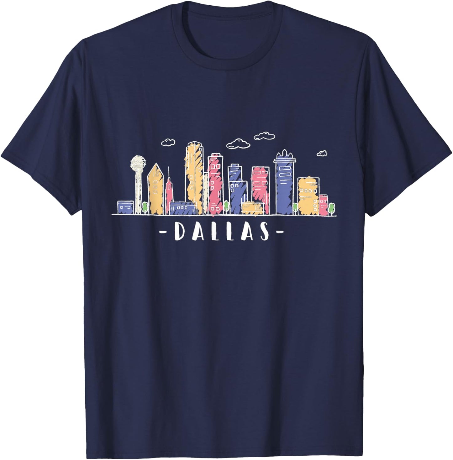 Dallas Texas Skyline Vintage Dallas TX T-Shirt - T-Shirt | Navy