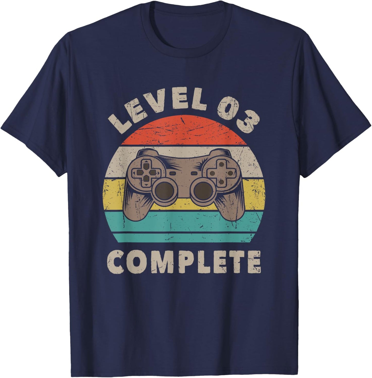 3rd Wedding Anniversary 3 Year Him Her Level 3 Complete T-Shirt - T-Shirt | Navy