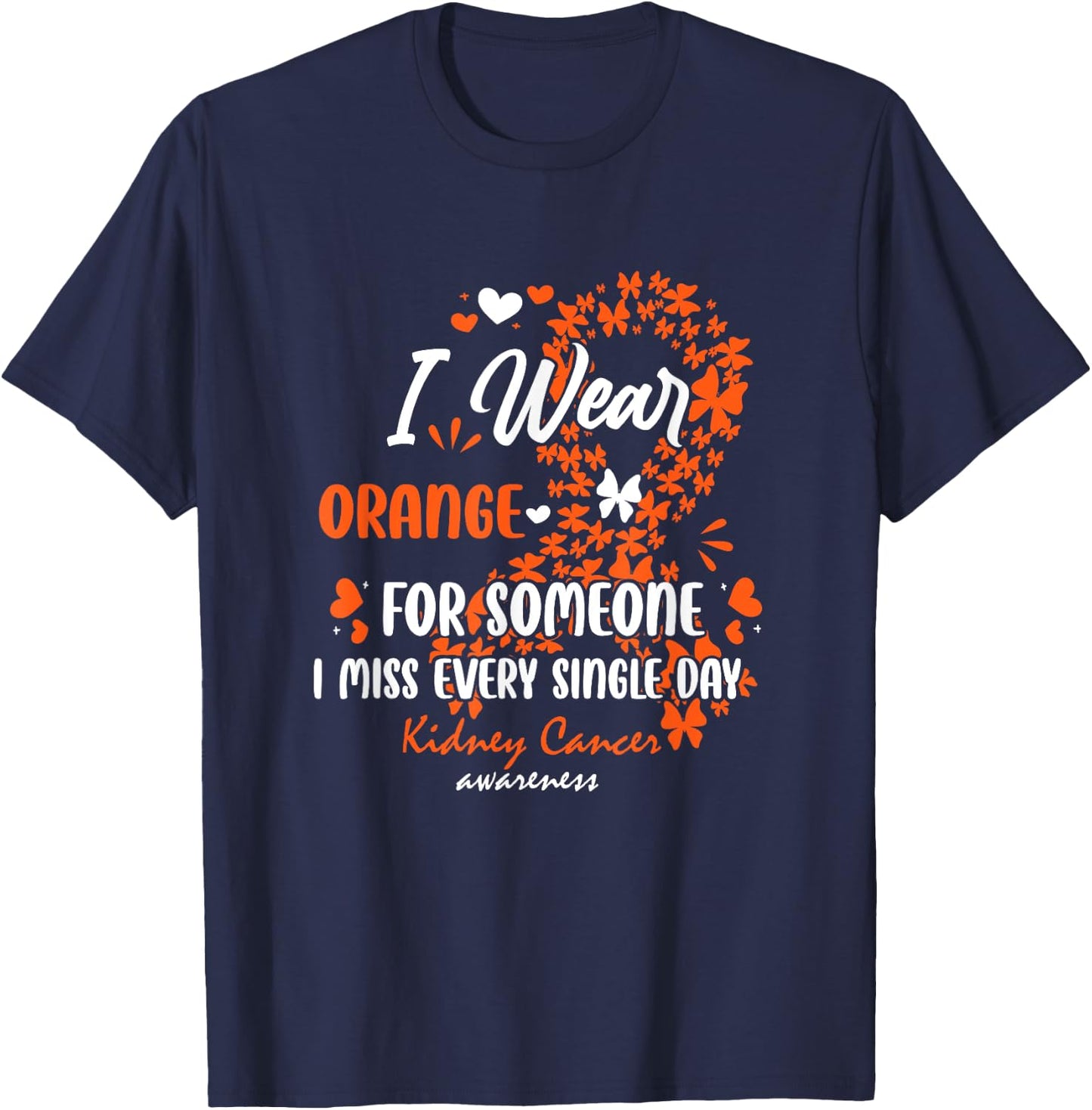 Kidney Cancer Angel Memory Survivor Support Family T-Shirt - T-Shirt | Navy
