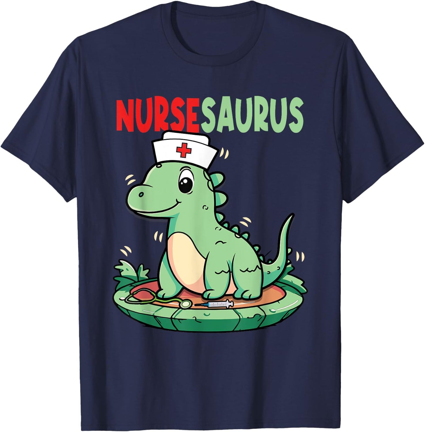 Nursesaurus Nurse T-Rex Dinosaur Nurses T-Shirt - T-Shirt | Navy