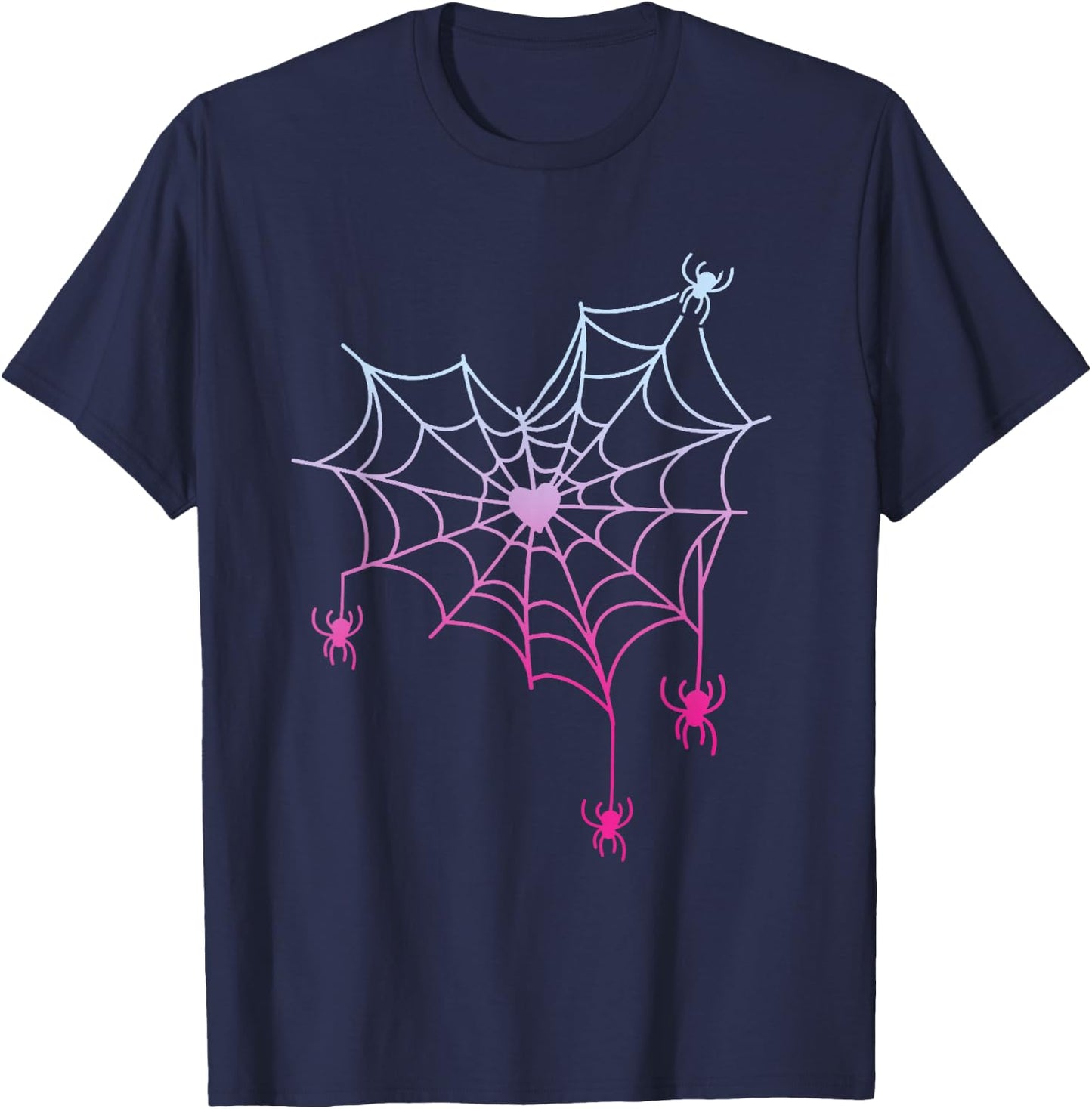 Spider Web Halloween Costume Pastel Goth Heart Cute T-Shirt - T-Shirt | Navy
