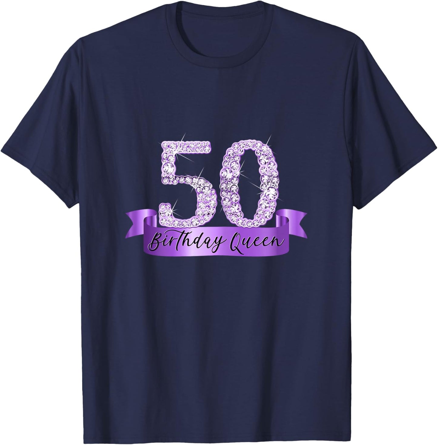 Birthday Queen I Number 50 Purple Decoration Banner I Party Outfit T-Shirt - T-Shirt | Navy