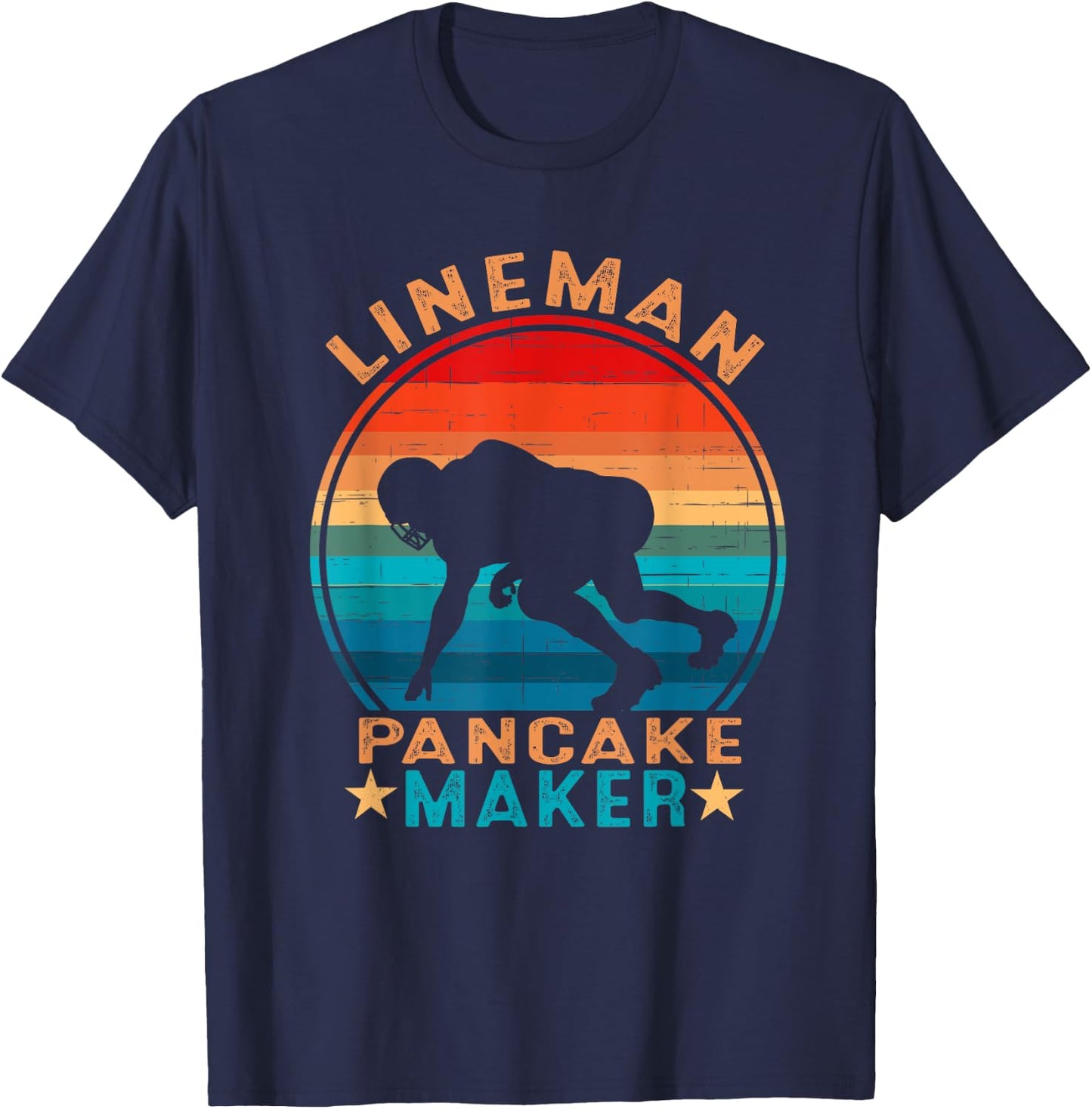 Lineman Pancake Maker - American Football Season Vintage T-Shirt - T-Shirt | Navy