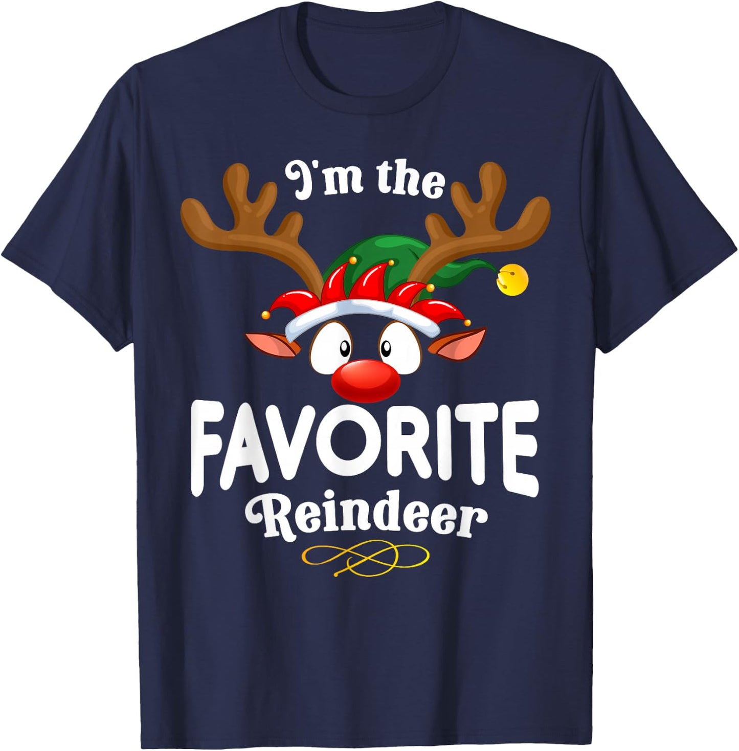 Christmas PJS Favorite XMas Reindeer Matching T-Shirt - T-Shirt | Navy