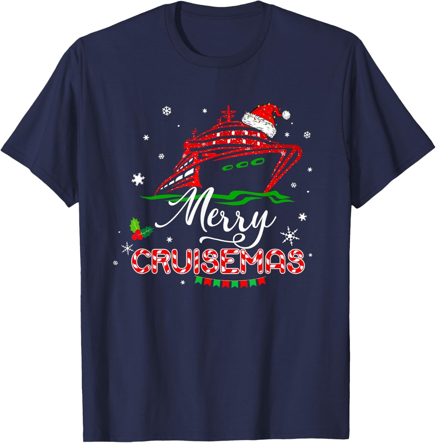 Funny Family Cruise Christmas Merry Cruisemas Boat Trip Xmas T-Shirt - T-Shirt | Navy