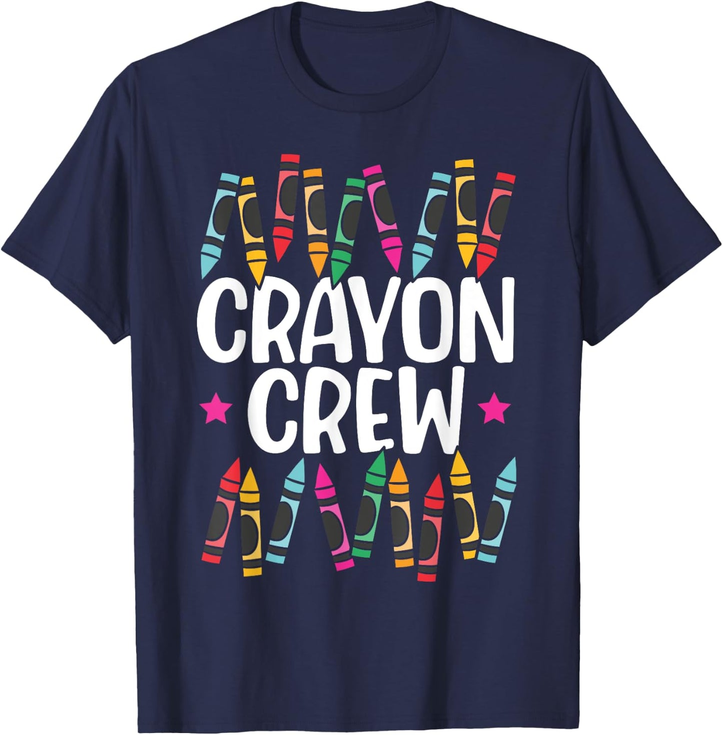 Crayon Crew Coloring Artistic Drawing Color T-Shirt - T-Shirt | Navy