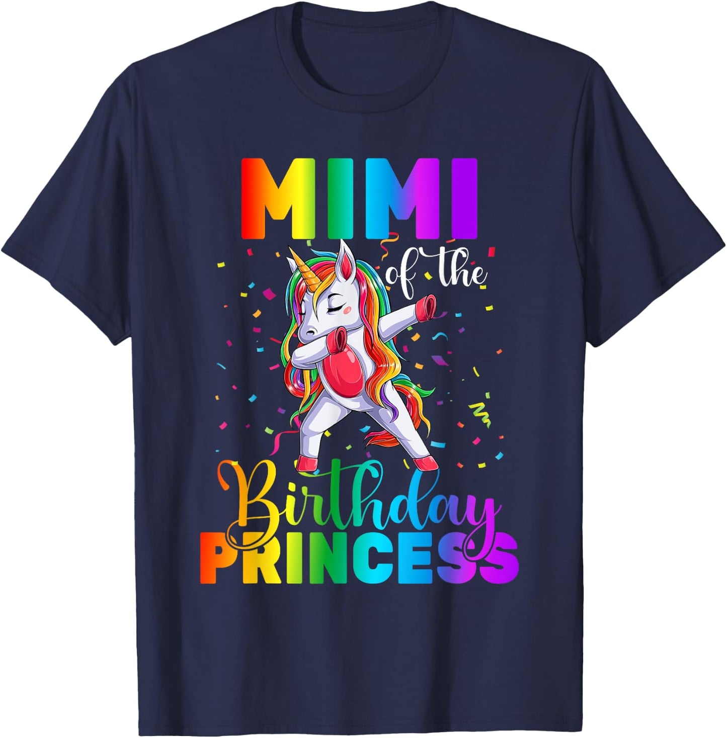 Mimi Of The Birthday Princess Dabbing Unicorn Birthday T-Shirt - T-Shirt | Navy