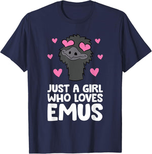 Just A Girl Who Loves Emus T-Shirt - T-Shirt | Navy