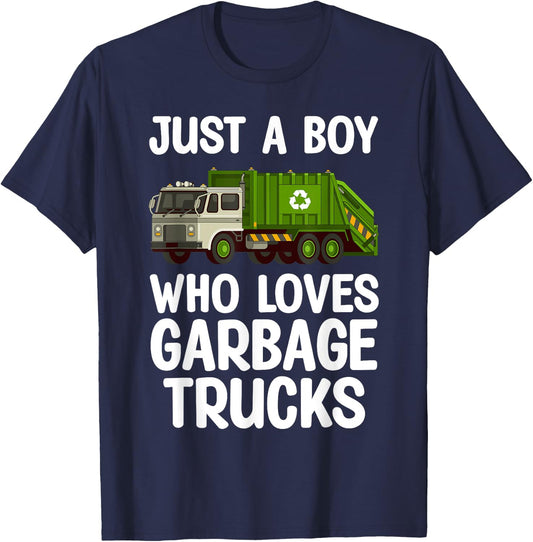 Best Garbage Truck Art For Toddler Boys Trash Garbage Man T-Shirt - T-Shirt | Navy