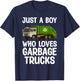 Best Garbage Truck Art For Toddler Boys Trash Garbage Man T-Shirt - T-Shirt | Navy