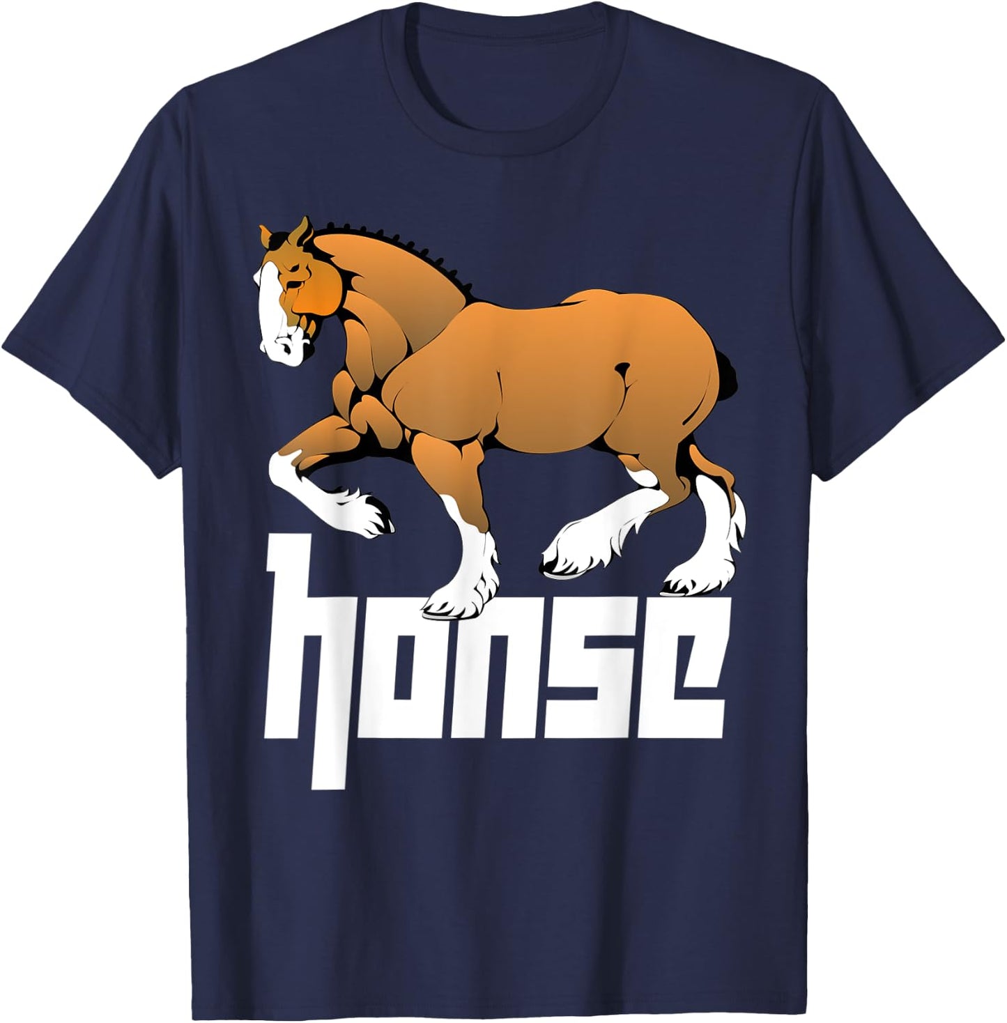Honse Meme, Big Funny Muscular Horse T-Shirt - T-Shirt | Navy