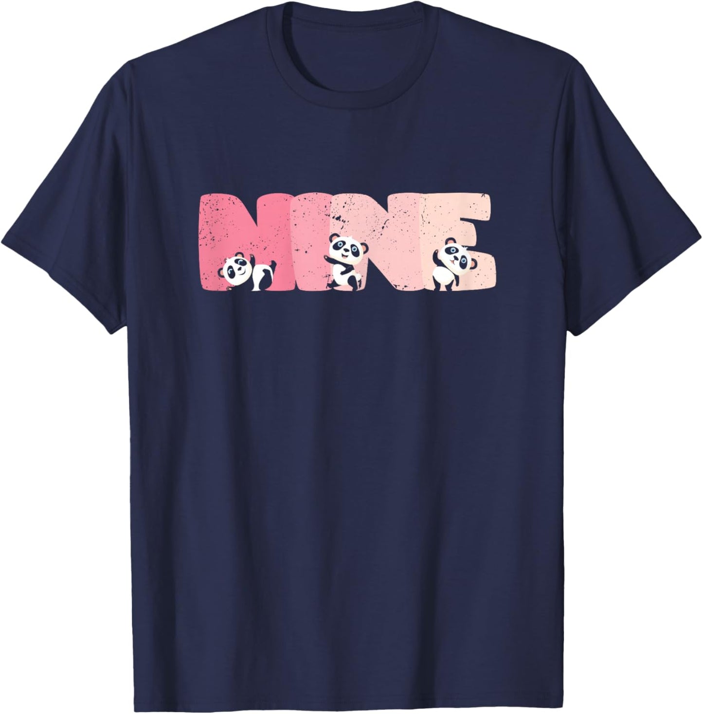 9 Year Old Cute Panda Birthday Girl 9th B-day T-Shirt - T-Shirt | Navy
