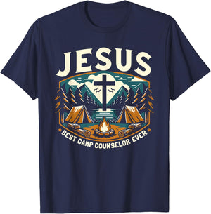 Jesus Best Camp Counselor Ever Church Camp T-Shirt - T-Shirt | Navy