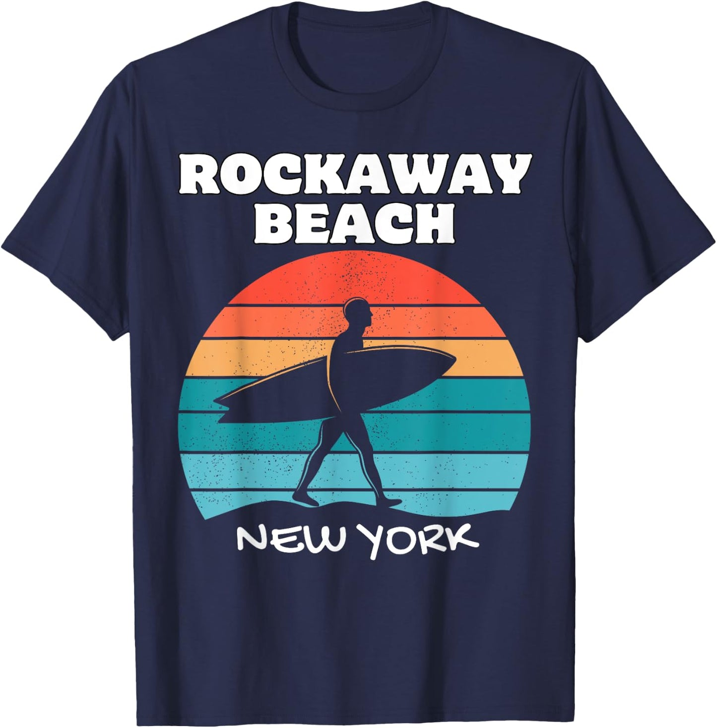 ROCKAWAY BEACH NEW YORK SURF VINTAGE SUNSET SURFING Women Girls Kids T-Shirt - T-Shirt | Navy