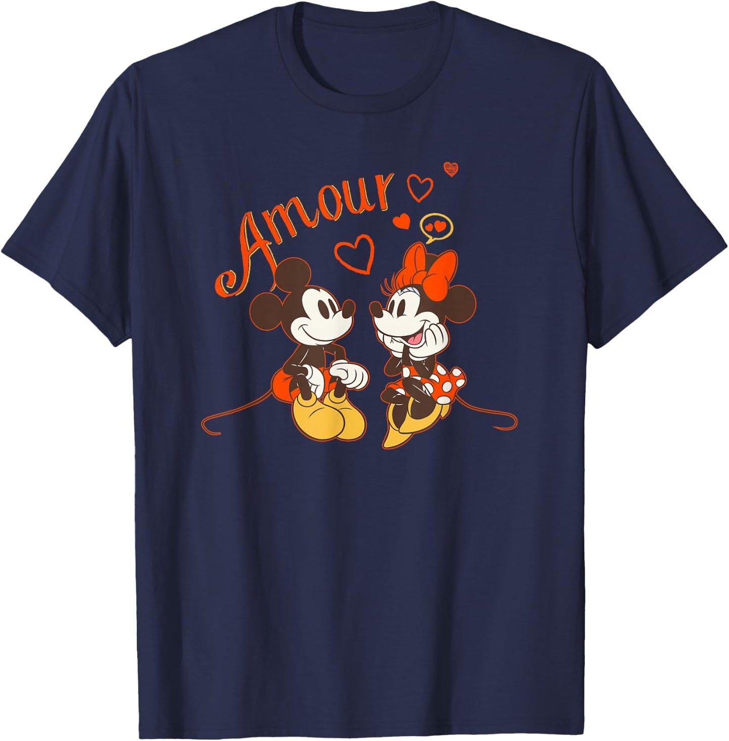 Disney Mickey & Minnie Mouse Love Amour Valentine T-Shirt - T-Shirt | Navy