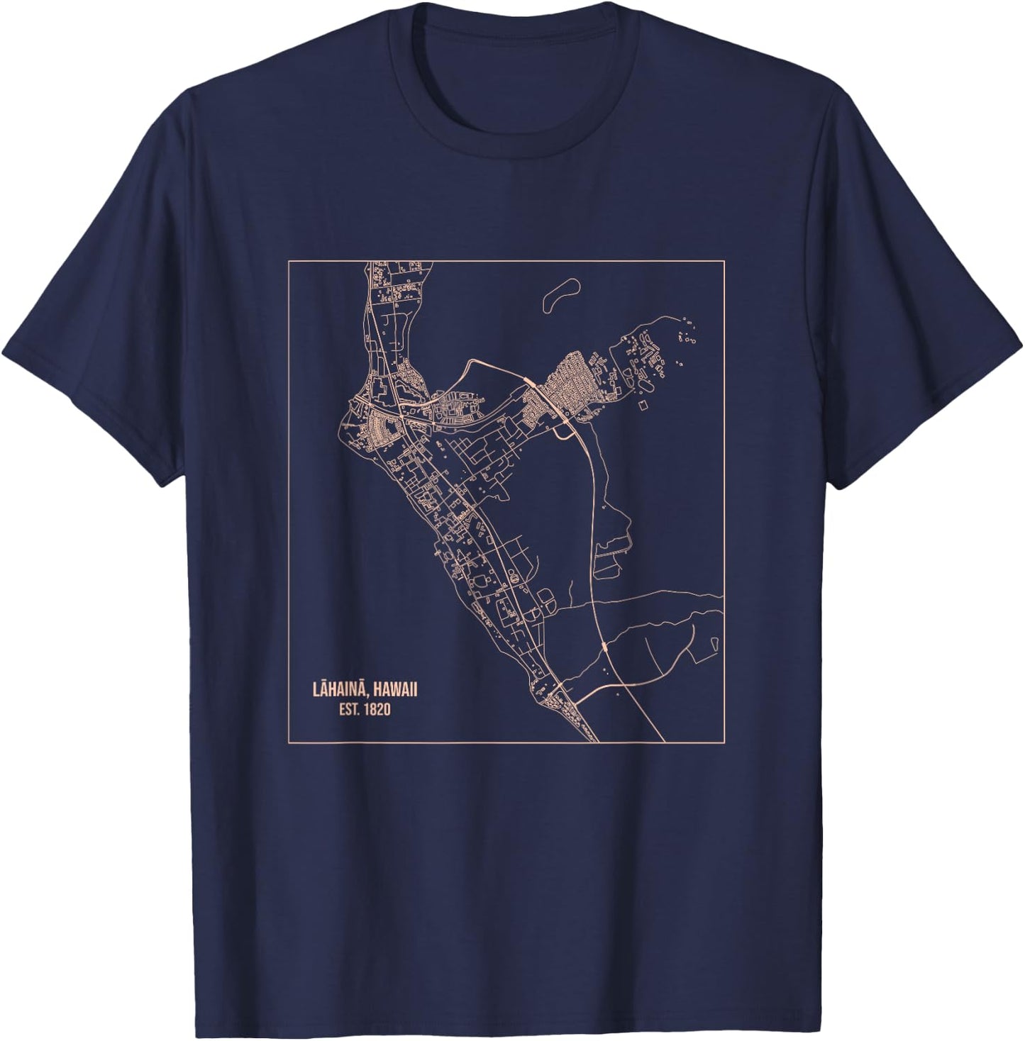 Map of Lahaina Maui Hawaii T-Shirt - T-Shirt | Navy