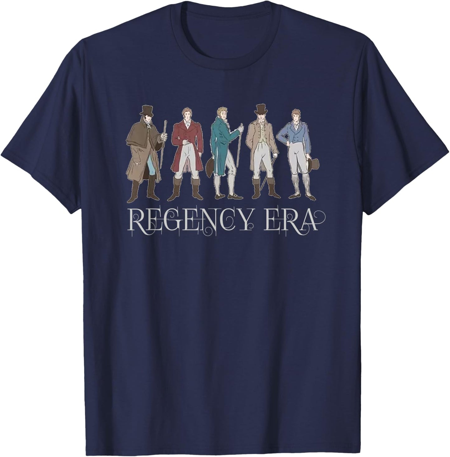 Jane Austen Book Club Vintage Regency Era Fashion Style T-Shirt - T-Shirt | Navy