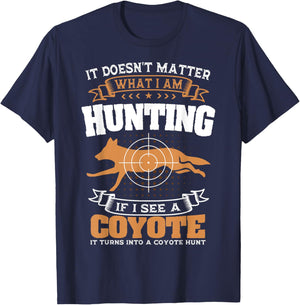 Coyote Hunting Huntsman Prairie Wolf Hunter American Jackal T-Shirt - T-Shirt | Navy