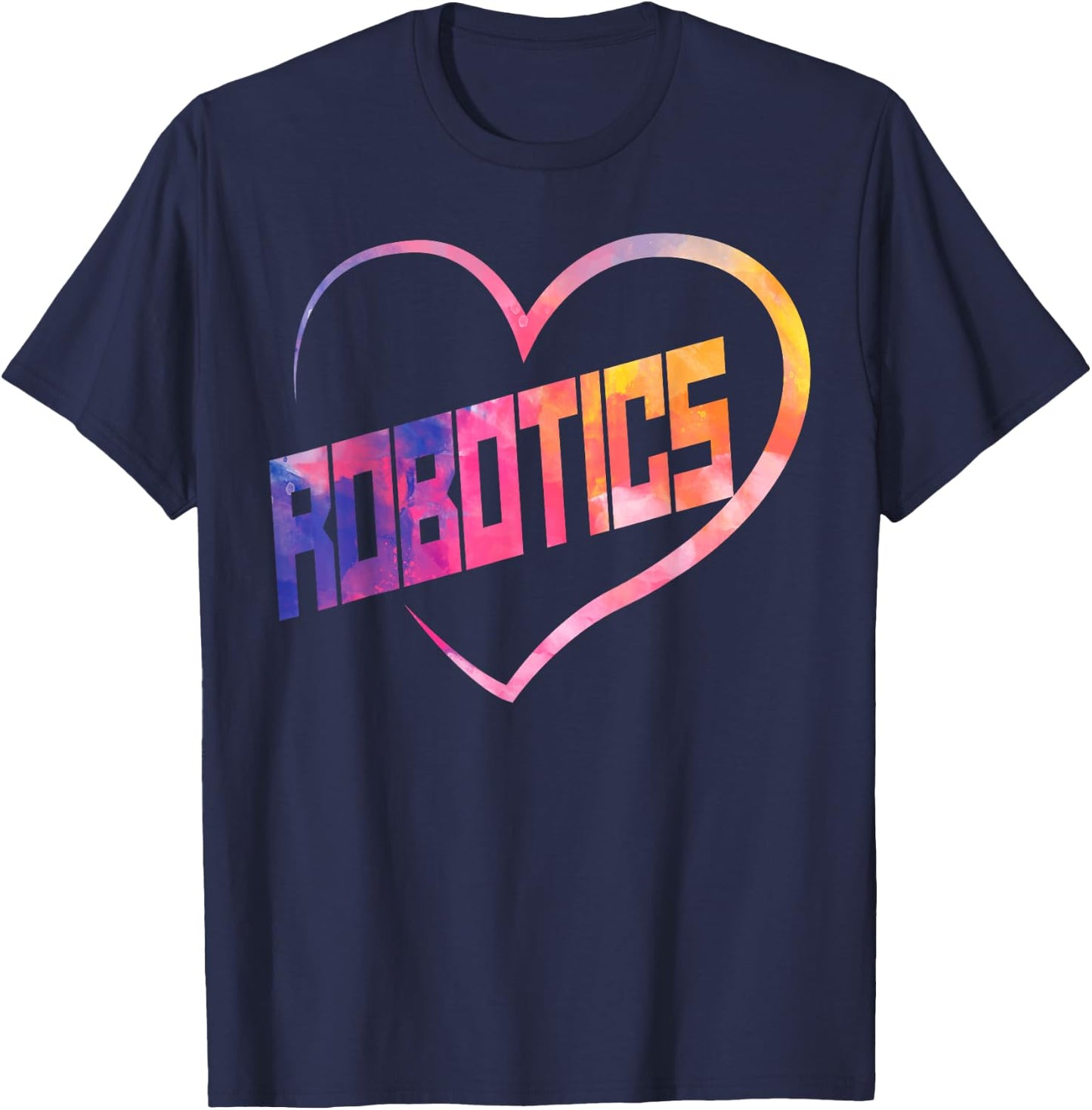 Robot Robotics Engineer Watercolor Heart Robotics T-Shirt - T-Shirt | Navy
