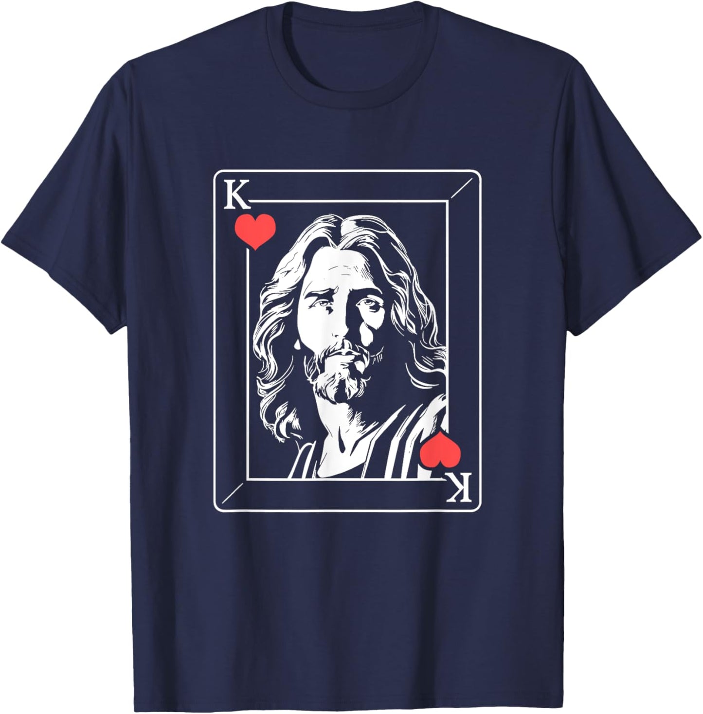 Jesus Christ - Jesus King Of Hearts T-Shirt - T-Shirt | Navy