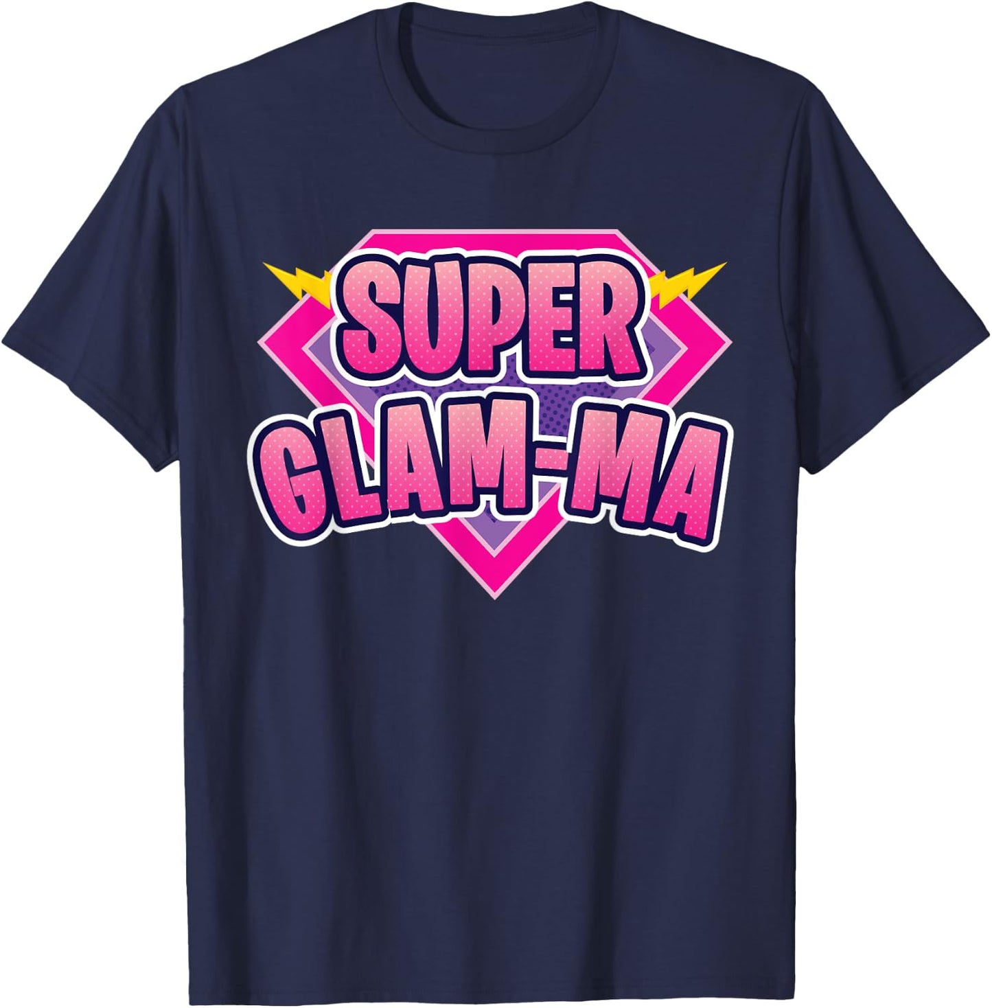 Super Glam-ma Superhero Grandmother Comic Book Funny T-Shirt - T-Shirt | Navy