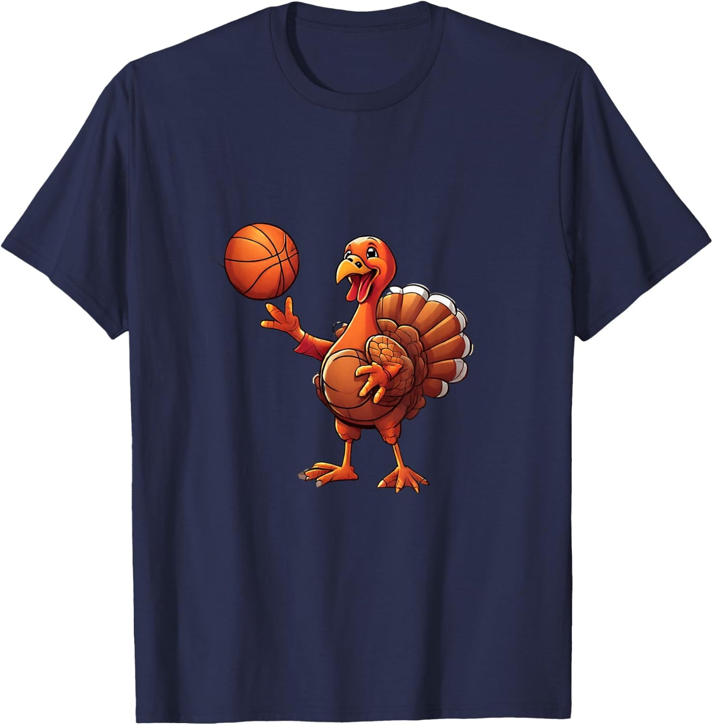 Thanksgiving Turkey Basketball Player Funny Boys Girls Kids T-Shirt - T-Shirt | Navy